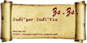 Zséger Zsófia névjegykártya